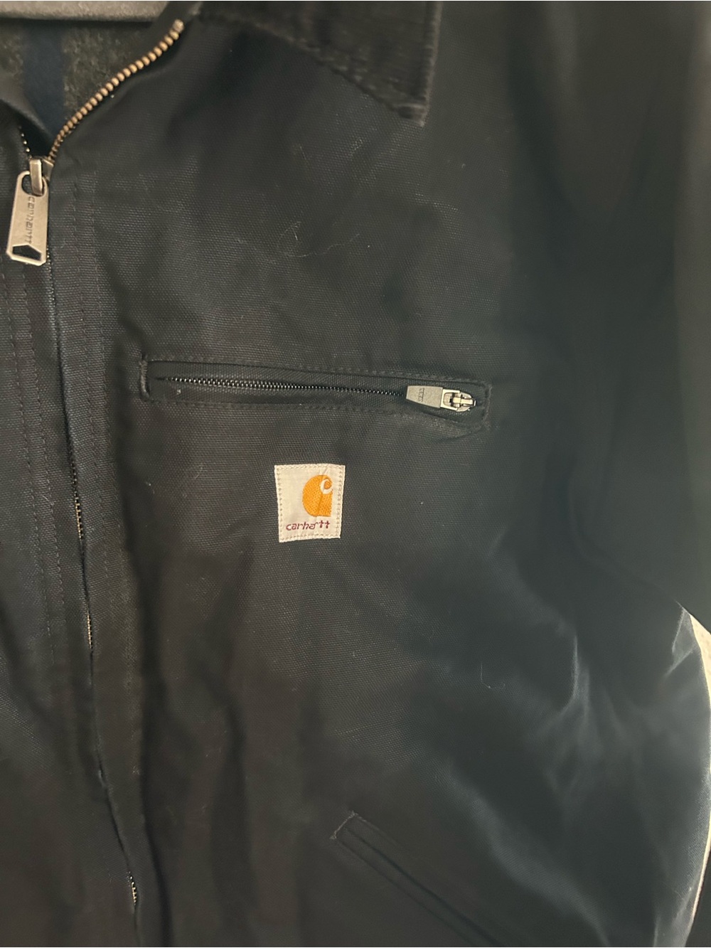 Carhartt Detroit Corduroy Collar Blanket Lined Black Canvas Jacket Mens Size XL - Picture 5 of 10